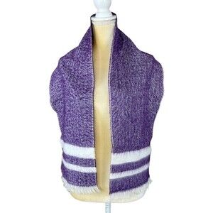 Women Cashmere Scarf Rectangular Stripes Purple 54” x 10”